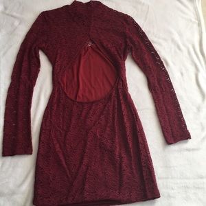 Beautiful burgundy open back dress